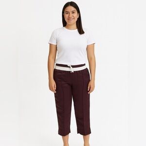 Sateen Wine Cropped Drawstring Pants- New With Tags Size Small
